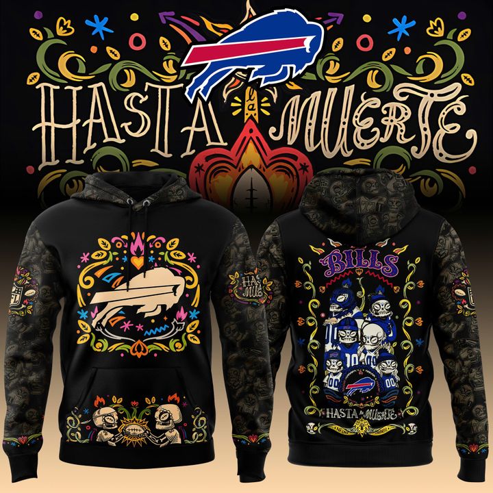 Limited Edition Buffalo Bills Black Hasta La Muerte Graphic Hoodie Limited Edition Buffalo Bills Black Hasta La Muerte Graphic Hoodie