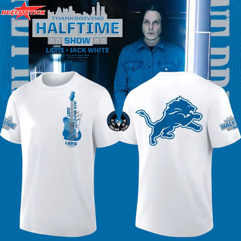 Detroit Lions x Jack White Thanksgiving Halftime Show White Tee Detroit Lions x Jack White Thanksgiving Halftime Show White Tee