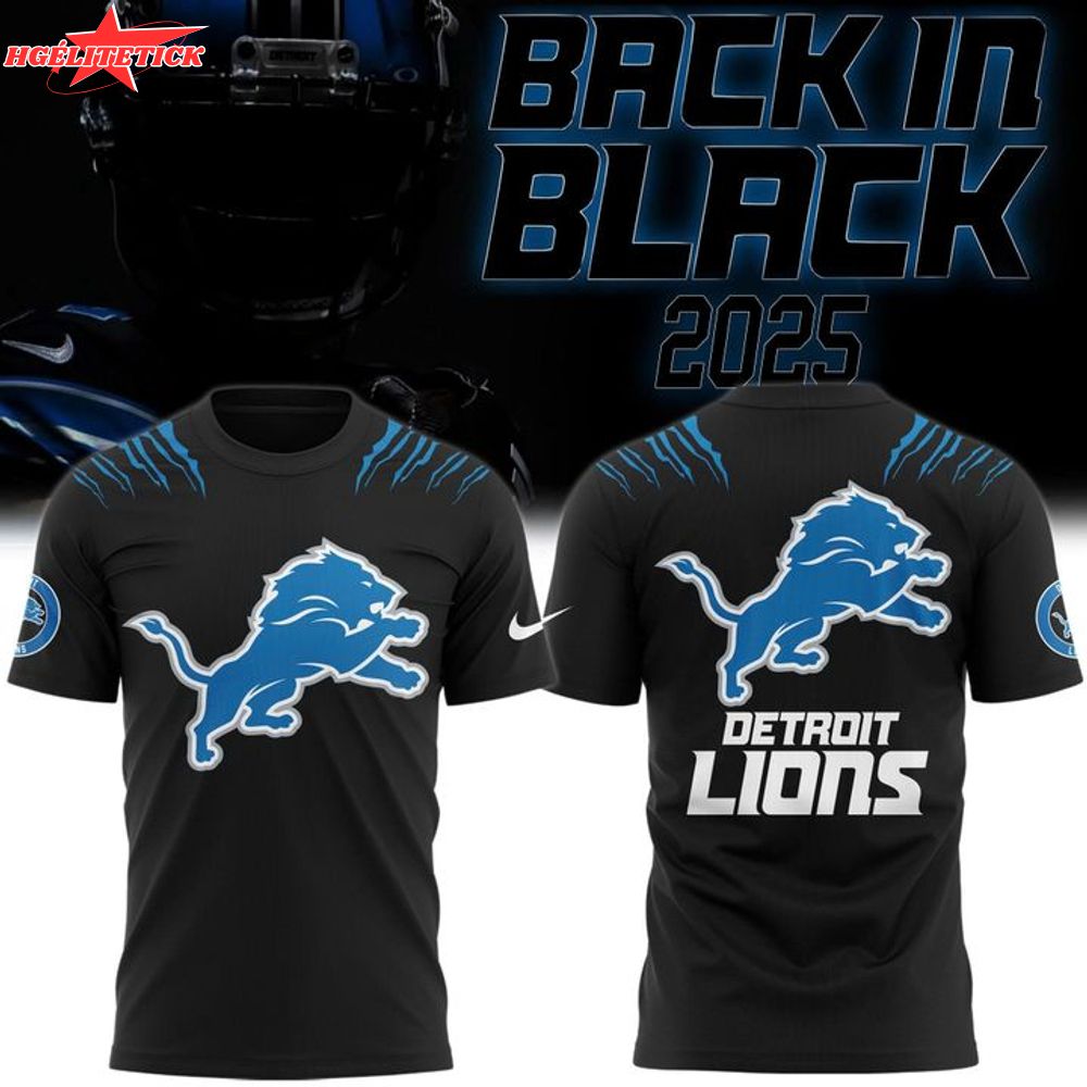 Men's - Back In Black Detroit Lions 2025 T-Shirt Men's - Back In Black Detroit Lions 2025 T-Shirt