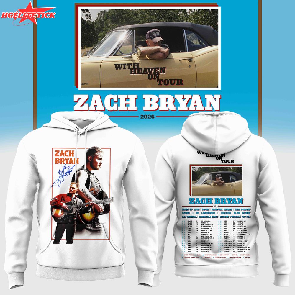 Zach Bryan “With Heaven On Tour” 2026 Collection W Hoodie Zach Bryan “With Heaven On Tour” 2026 Collection W Hoodie