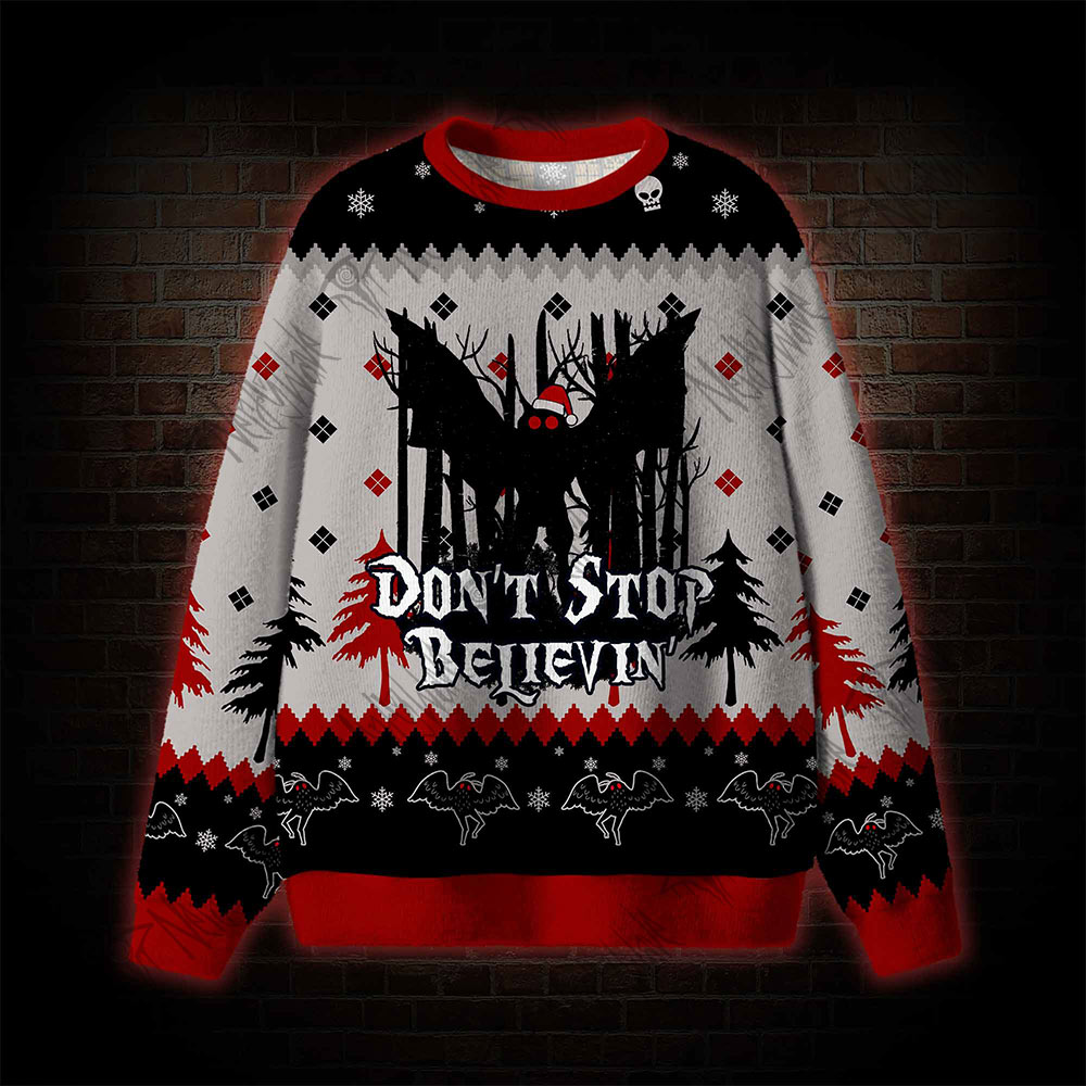 Mothman Don't Stop Believin' Ugly Sweatshirts Mothman Don't Stop Believin' Ugly Sweatshirts