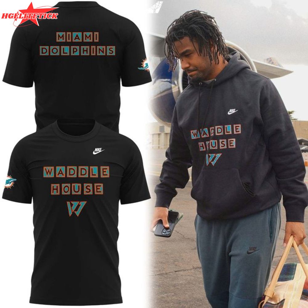 2025 "WADDLE HOUSE" Miami Dolphins Collection Black T-Shirt 2025 "WADDLE HOUSE" Miami Dolphins Collection Black T-Shirt