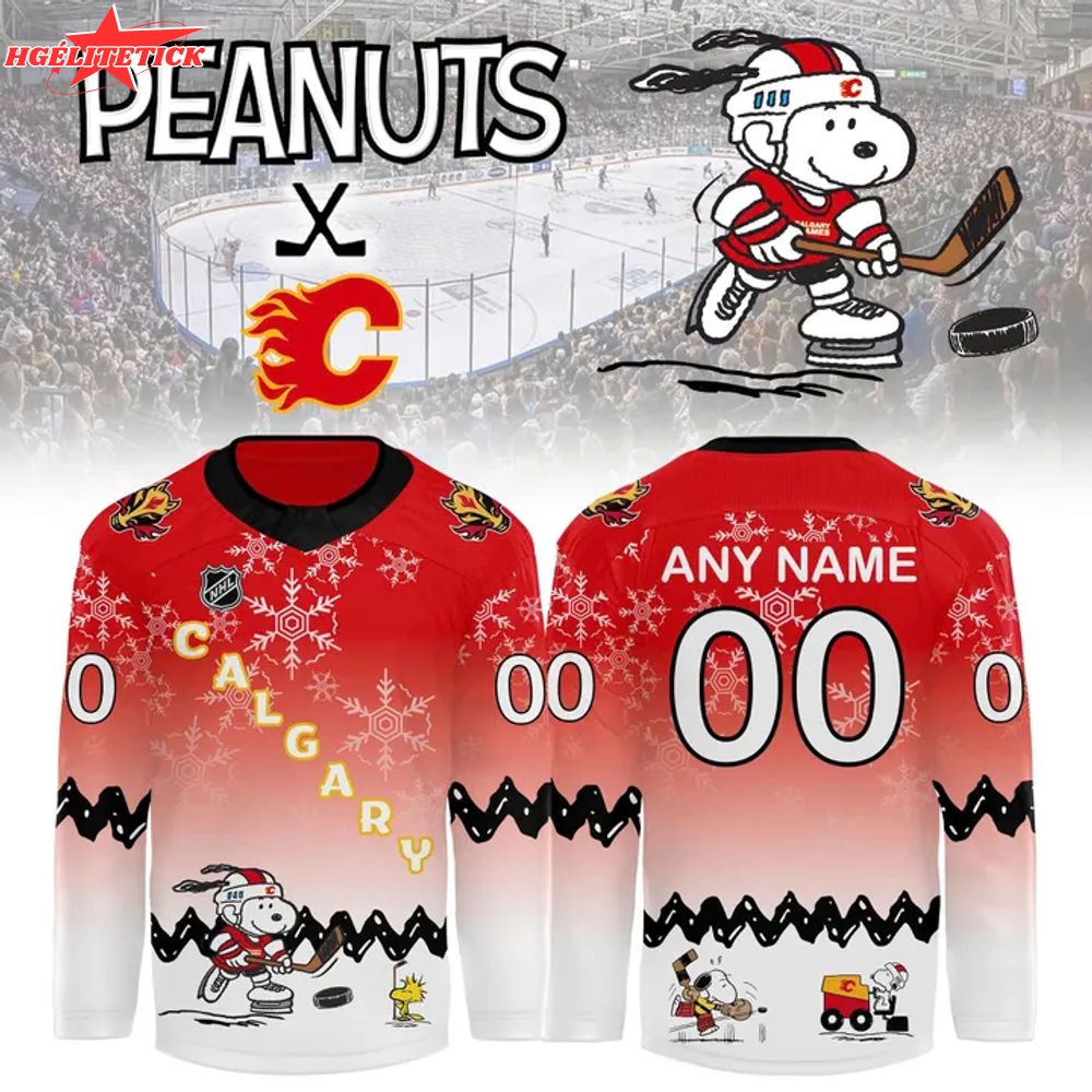 Calgary Flames X Peanuts Night Hockey Jersey 2025 Calgary Flames X Peanuts Night Hockey Jersey 2025