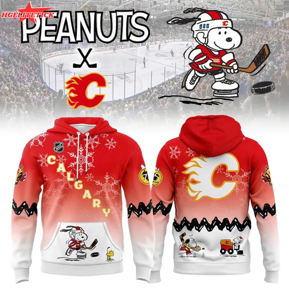 Calgary Flames x Peanuts Night Hoodie 2025 Calgary Flames x Peanuts Night Hoodie 2025