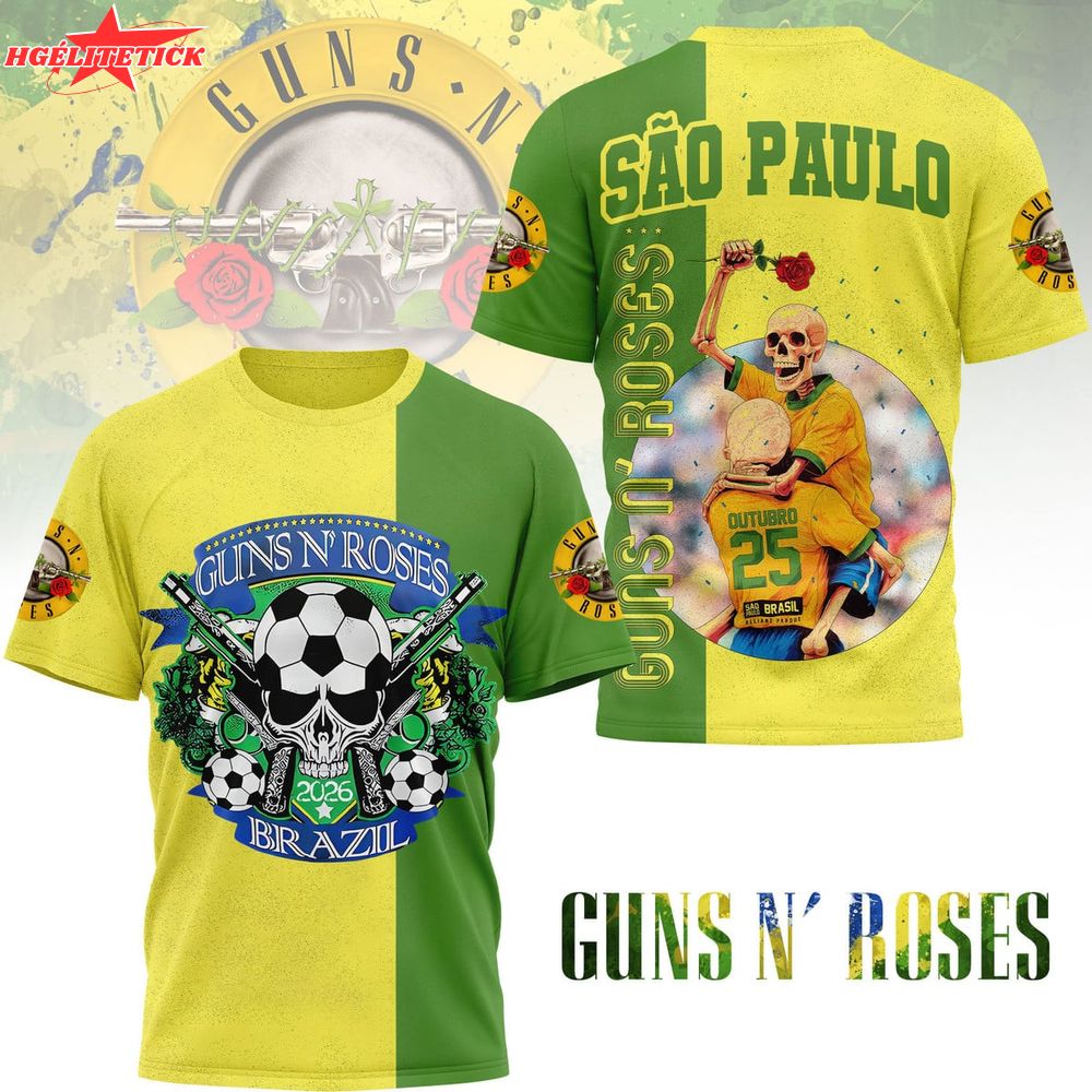 Guns N' Roses | Premium Brazil Fan 3D Shirt Guns N' Roses | Premium Brazil Fan 3D Shirt
