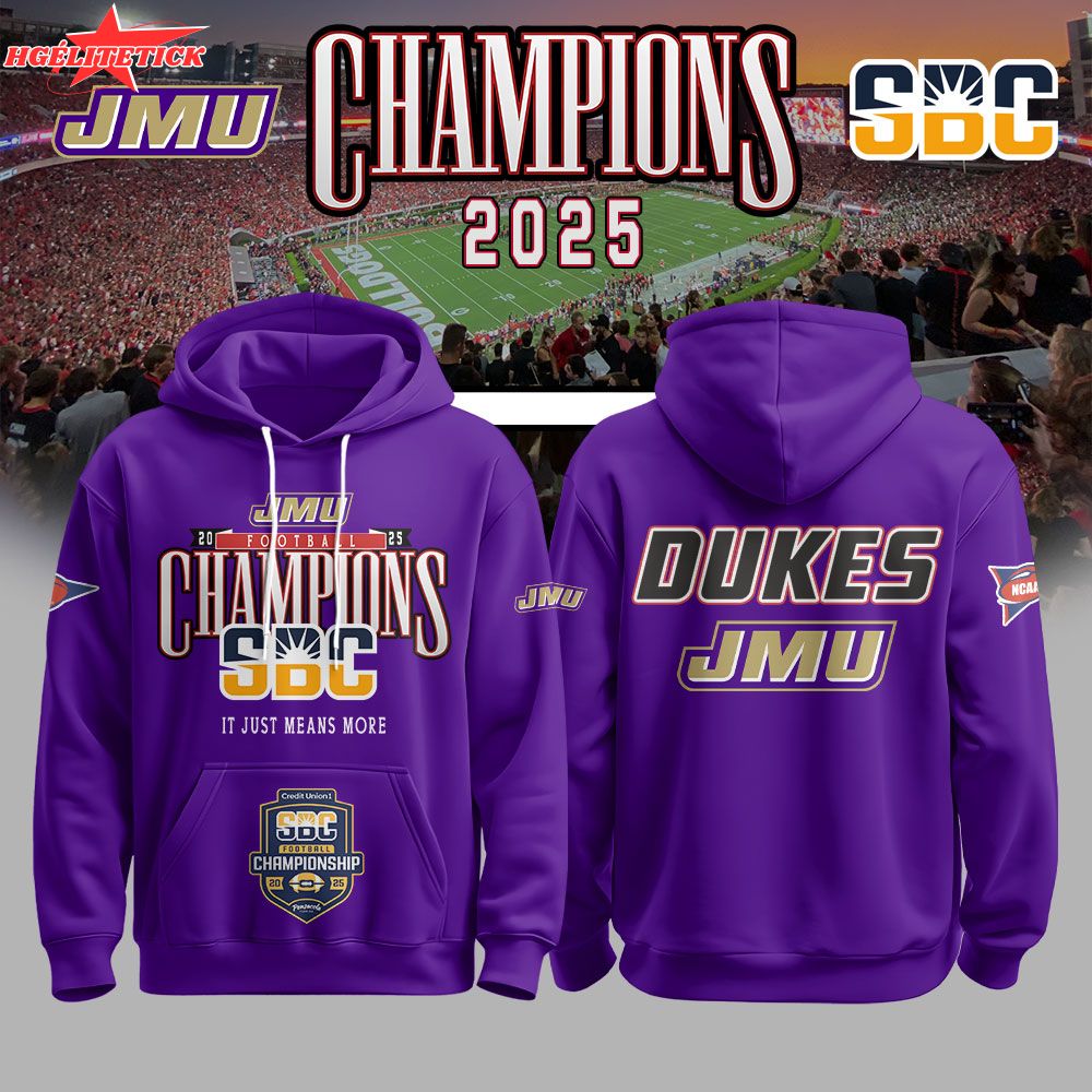 JMU Football 2025 SBC Champs Hoodie JMU Football 2025 SBC Champs Hoodie