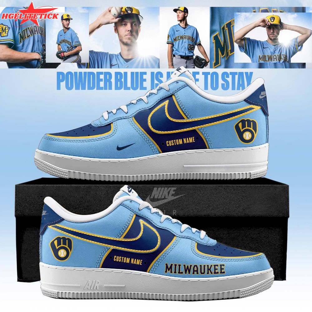 Milwaukee Brewers 2026 Powder Blue Custom AF1 Sneakers Milwaukee Brewers 2026 Powder Blue Custom AF1 Sneakers