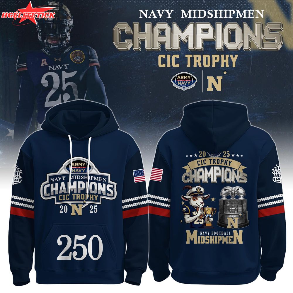 Navy Midshipmen – Back-to-Back CIC Trophy Champions 2025 Hoodie Navy Midshipmen – Back-to-Back CIC Trophy Champions 2025 Hoodie