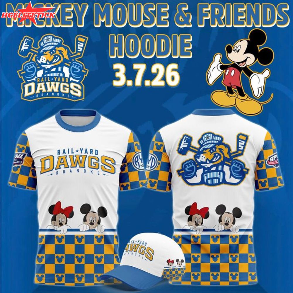 Roanoke Rail Yard Dawgs 2025 Mickey Mouse & Friends New T-shirt Roanoke Rail Yard Dawgs 2025 Mickey Mouse & Friends New T-shirt