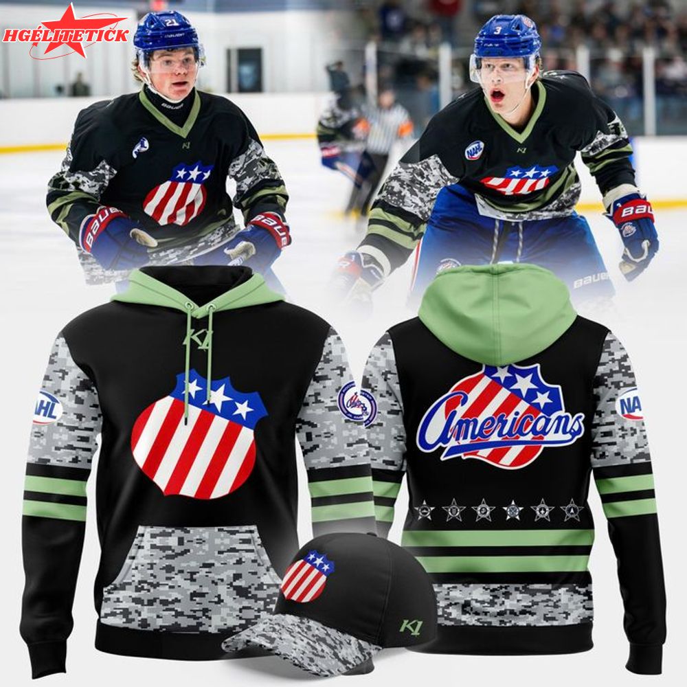Rochester Jr. Americans 2025 Military Appreciation Hoodie Rochester Jr. Americans 2025 Military Appreciation Hoodie