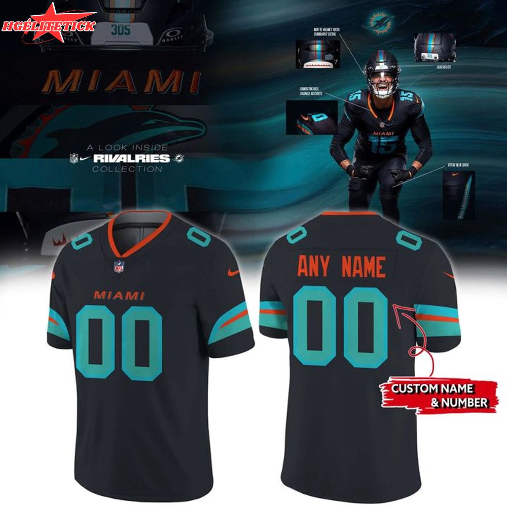 Special Edition Miami Dolphins 2025 Rivalries Custom Name Football Jersey Special Edition Miami Dolphins 2025 Rivalries Custom Name Football Jersey