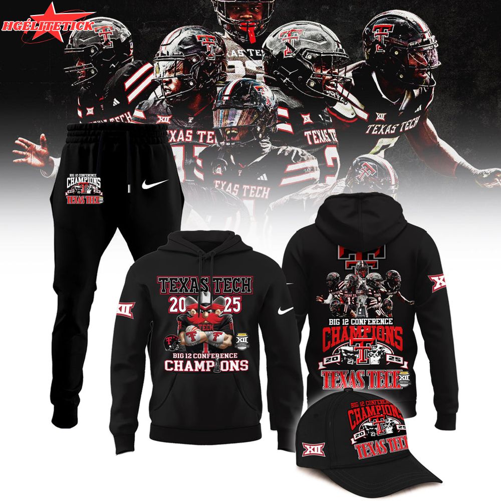 Texas Tech Red Raiders 2025 CHAMPIONS Big12 Football Combo Hoodie Texas Tech Red Raiders 2025 CHAMPIONS Big12 Football Combo Hoodie