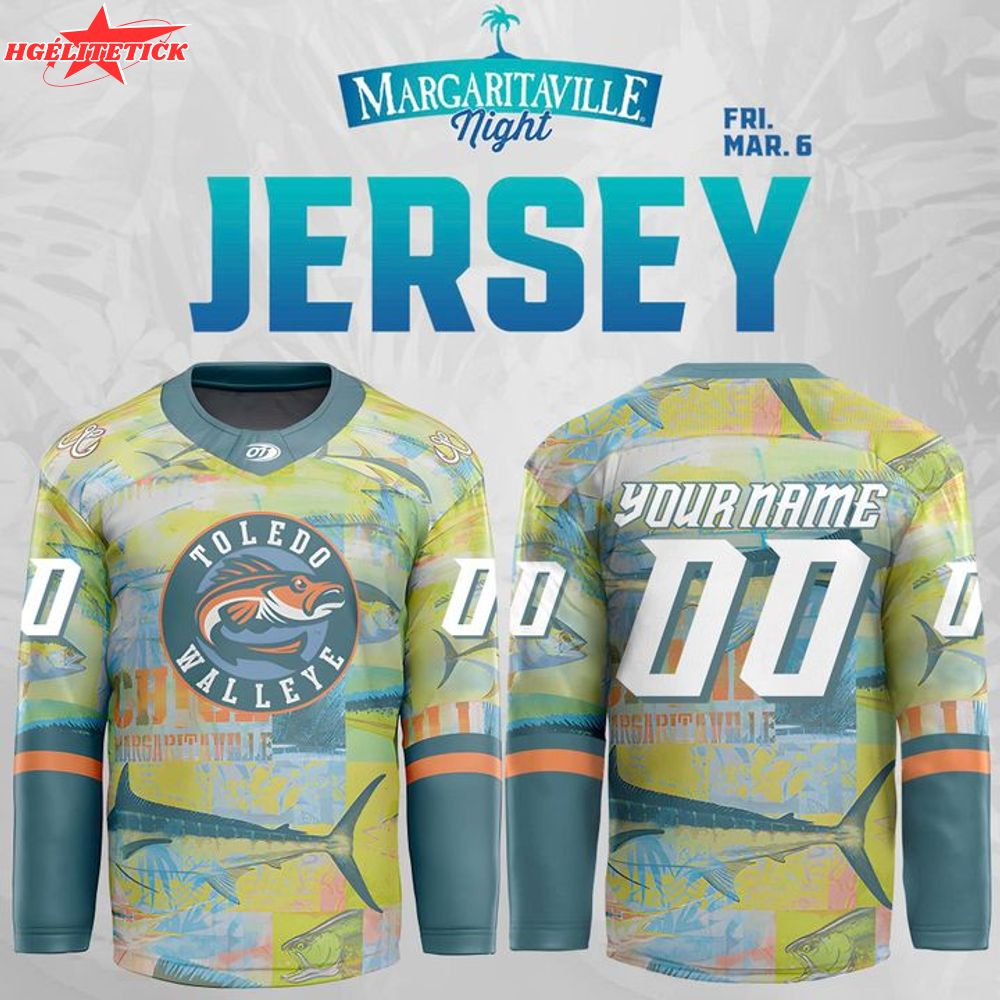 Toledo Walleye Hockey Margaritaville Special jersey 2025 Toledo Walleye Hockey Margaritaville Special jersey 2025