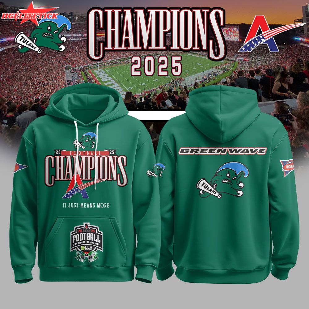 Tulane Football 2025 American Conference Champs Hoodie Tulane Football 2025 American Conference Champs Hoodie