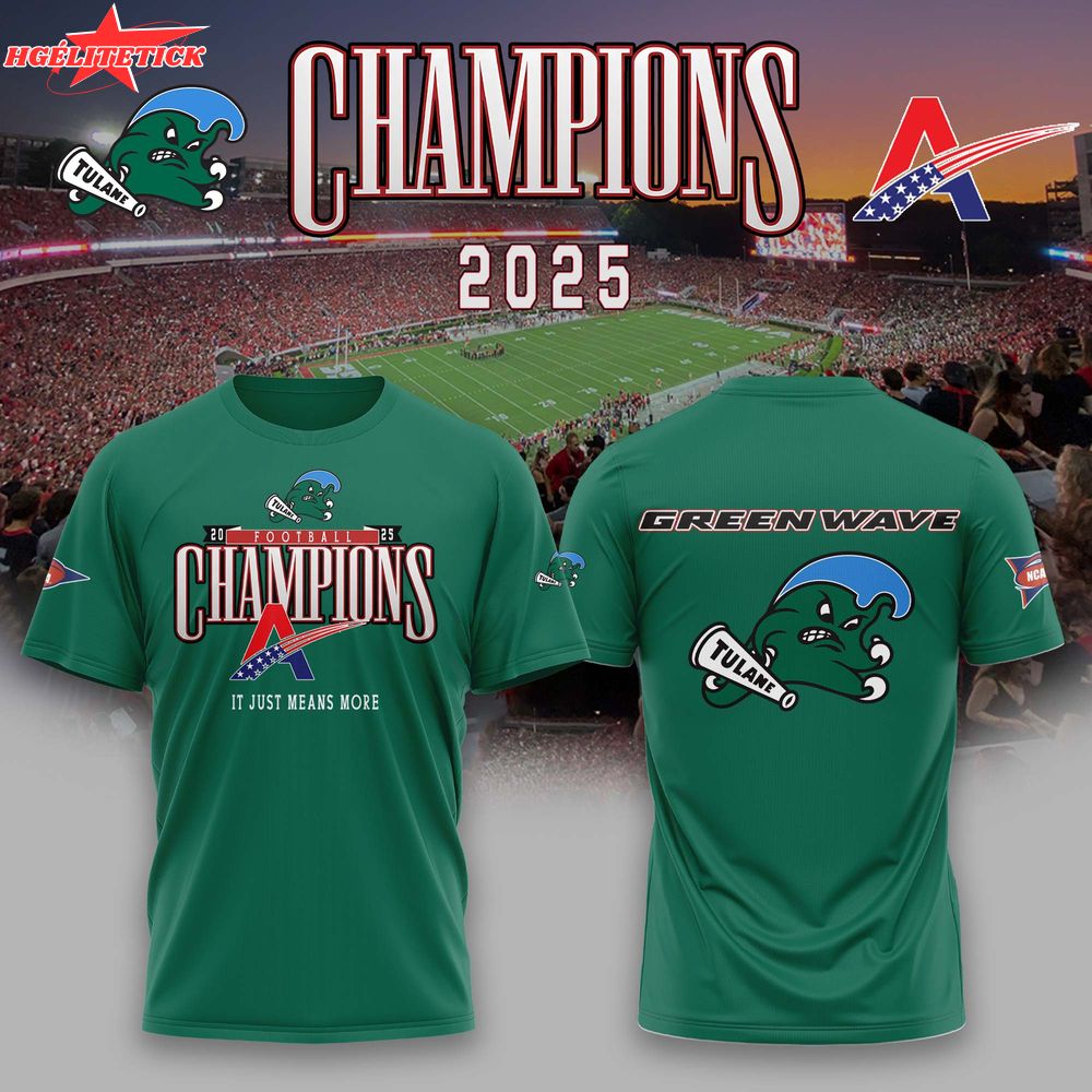 Tulane Football 2025 American Conference Champs Tshirt Tulane Football 2025 American Conference Champs Tshirt